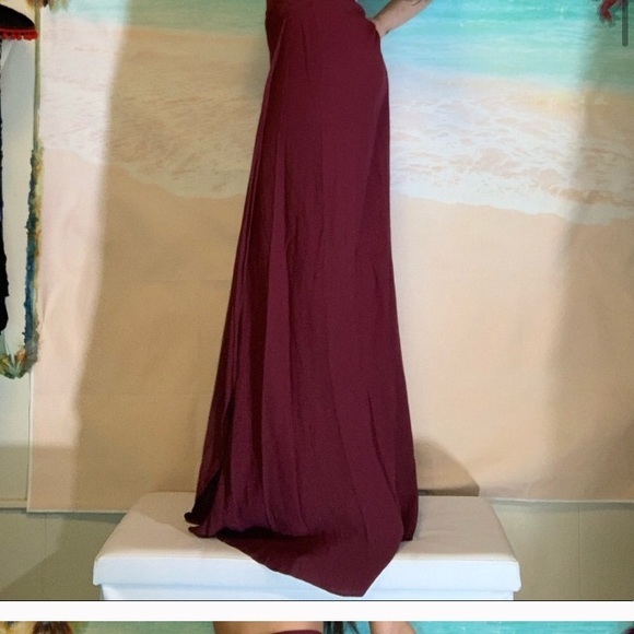 Olivaceous burgundy faux wrap maxi Skirt - Picture 6 of 8